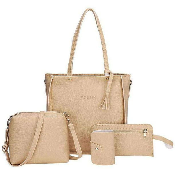 4pcs Women Leather Handbag Lady Shoulder Bags Tote Purse Messenger Satchel Set 
